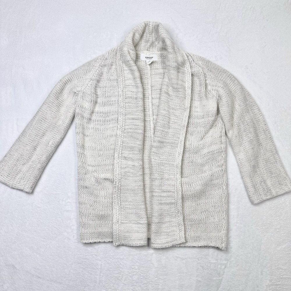 Workshop Republic Clothing Cardigan Womens Small Oatmeal Cream Open Front‎ Cozy